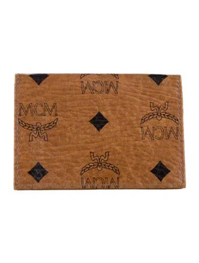 Pre-owned Mcm Leather Graphic Print Card Holder In Brown