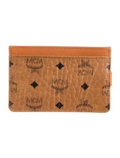 Pre-owned Mcm Leather Graphic Print Card Holder In Brown