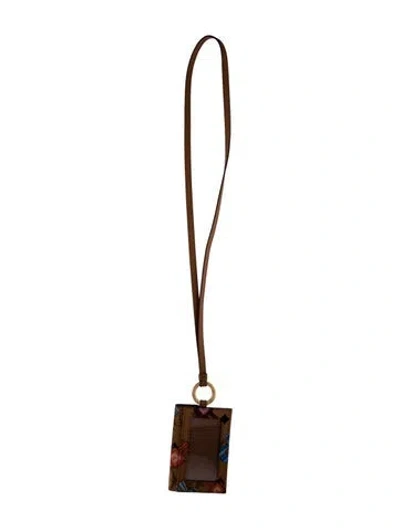 Pre-owned Mcm Leather Graphic Print Card Holder In Neutrals
