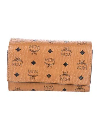 Pre-owned Mcm Leather Graphic Print Continental Wallet In Brown