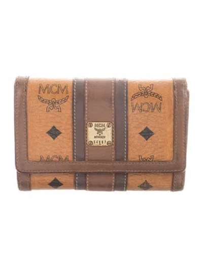 Pre-owned Mcm Leather Graphic Print Continental Wallet In Brown