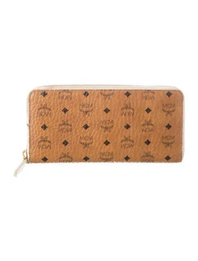 Pre-owned Mcm Leather Graphic Print Continental Wallet In Brown