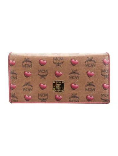 Pre-owned Mcm Leather Graphic Print Continental Wallet In Brown