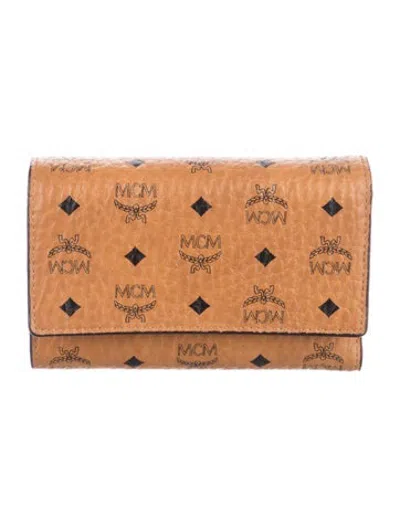 Pre-owned Mcm Leather Graphic Print Continental Wallet In Brown