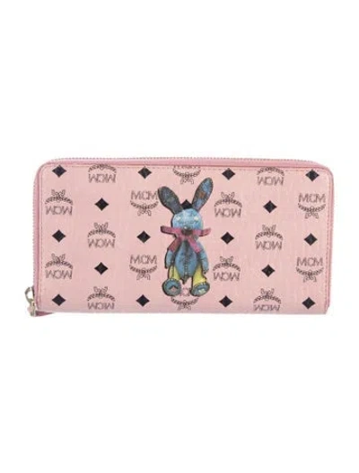 Pre-owned Mcm Leather Graphic Print Continental Wallet In Pink