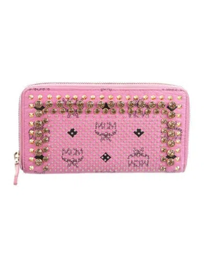 Pre-owned Mcm Leather Graphic Print Continental Wallet In Pink