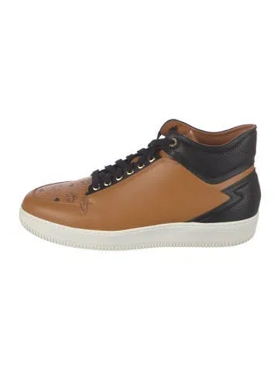 Pre-owned Mcm Leather Graphic Print Sneakers In Multicolor