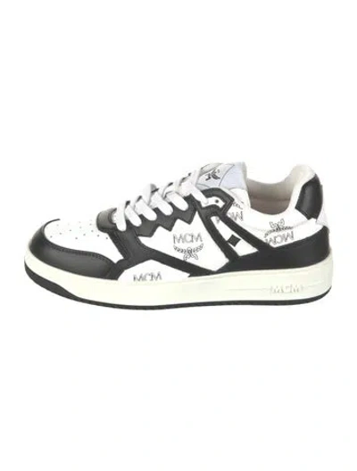 Pre-owned Mcm Leather Graphic Print Sneakers W/ Tags In Black
