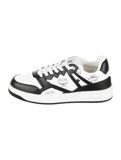 Pre-owned Mcm Leather Graphic Print Sneakers W/ Tags In White