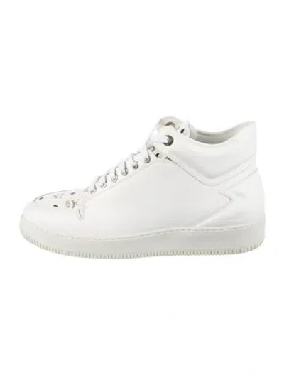 Pre-owned Mcm Leather Graphic Print Sneakers In White