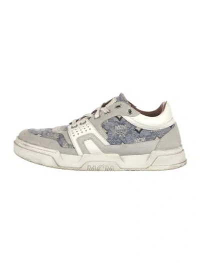 Pre-owned Mcm Leather Graphic Print Sneakers In White