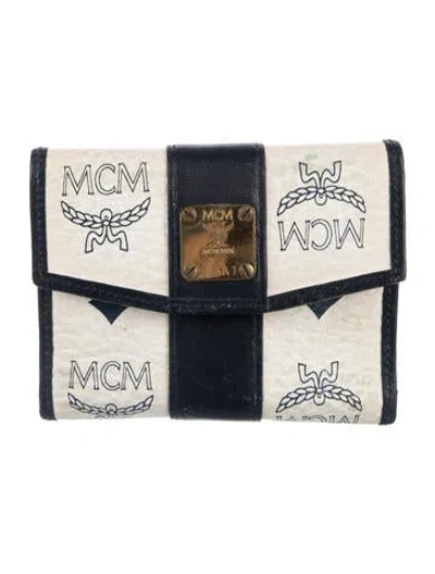 Pre-owned Mcm Leather Graphic Print Wallet In Blue/neutrals