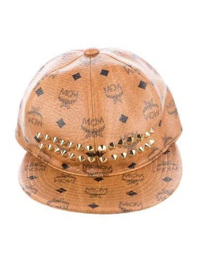 Pre-owned Mcm Leather Hat W/tags In Brown