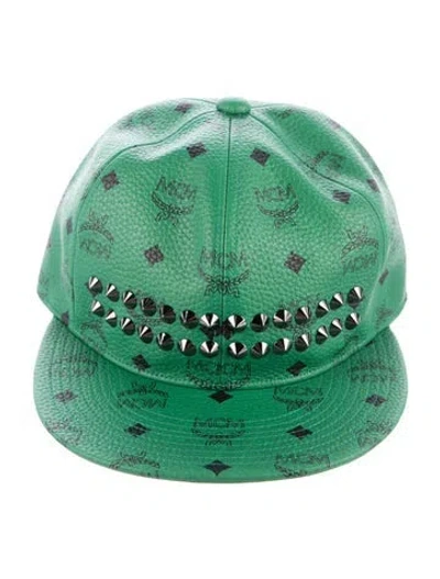 Pre-owned Mcm Leather Hat W/tags In Green