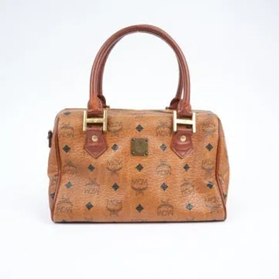 Pre-owned Mcm Leather Heritage Boston In Brown