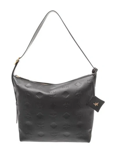 Pre-owned Mcm Leather Hobo Large In Black
