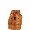 Mcm Leather Logo Shoulder Bag Brown In Brown