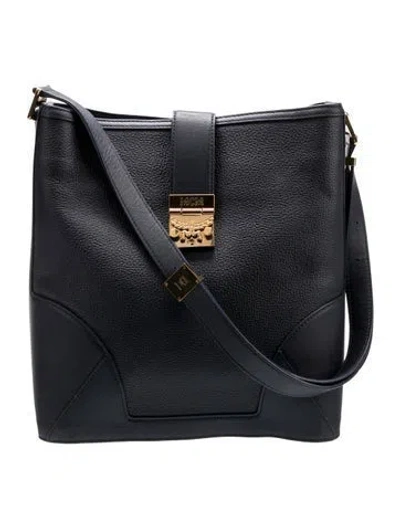 Pre-owned Mcm Leather Messenger Bag In Black