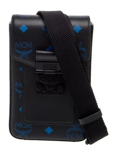 Pre-owned Mcm Leather Messenger Bag In Black