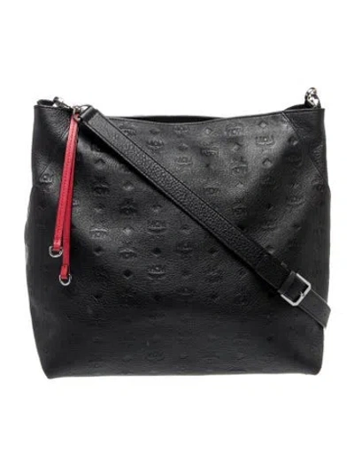 Pre-owned Mcm Leather Messenger Bag In Black