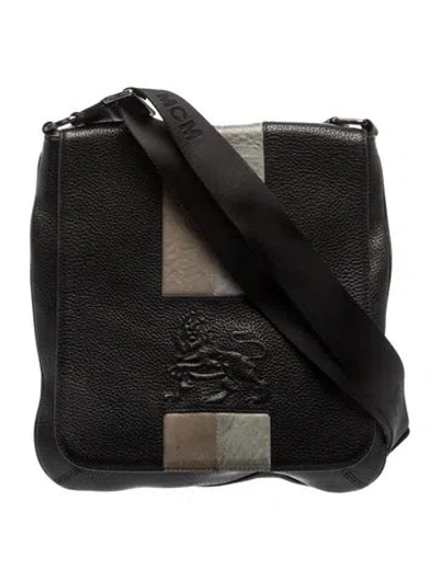 Pre-owned Mcm Leather Messenger Bag In Black