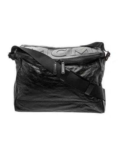 Pre-owned Mcm Leather Messenger Bag In Black