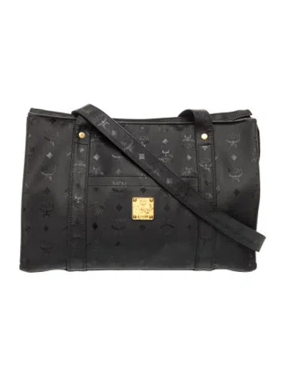 Pre-owned Mcm Leather Messenger Bag In Black
