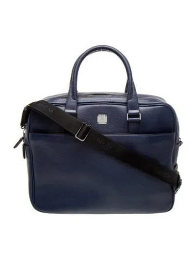 Pre-owned Mcm Leather Messenger Bag In Blue