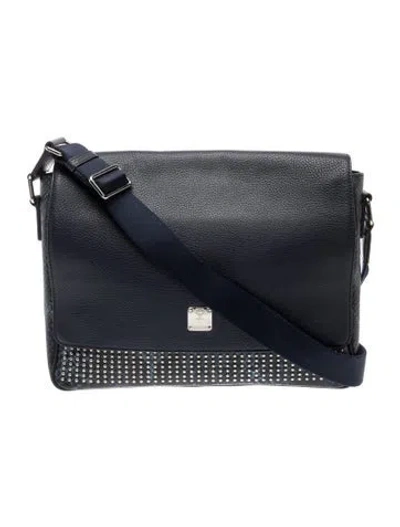 Pre-owned Mcm Leather Messenger Bag In Blue