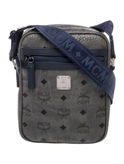 Pre-owned Mcm Leather Messenger Bag In Grey