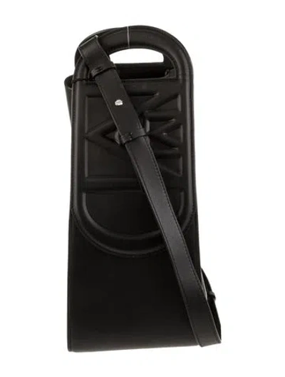 Pre-owned Mcm Leather Messenger Bag Large In Black