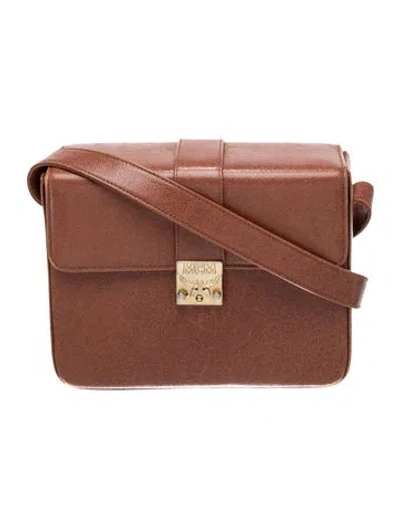 Pre-owned Mcm Leather Messenger Bag Vintage In Brown