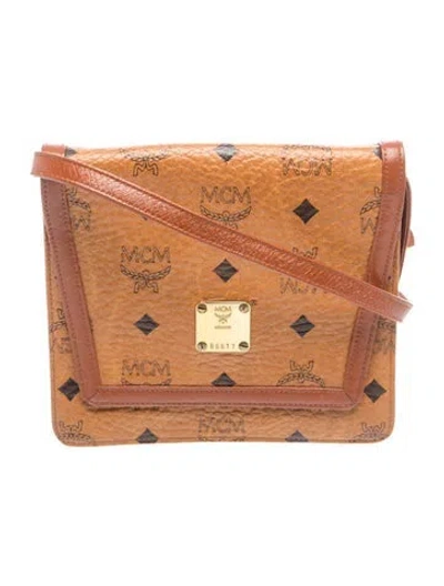 Pre-owned Mcm Leather Messenger Bag Vintage In Brown
