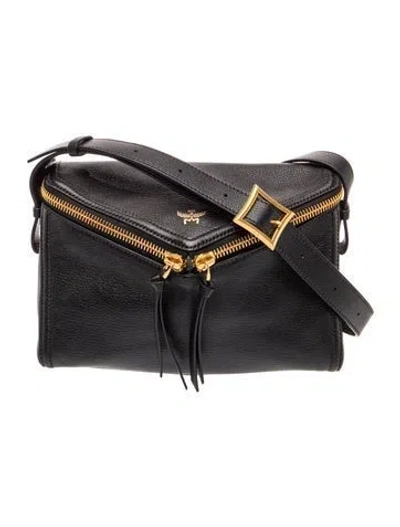 Pre-owned Mcm Leather Messenger Bag W/ Tags In Black
