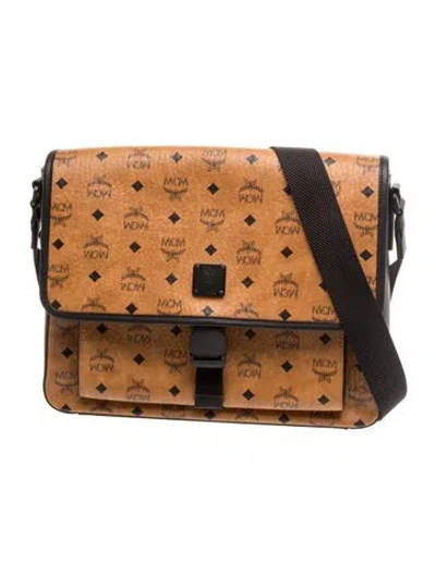 Pre-owned Mcm Leather Messenger Bag W/ Tags In Neutrals