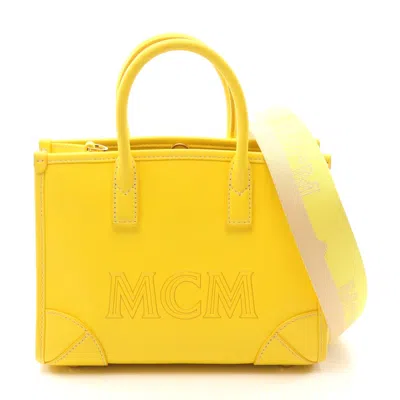 Mcm Leather Munich Tote Bag Yellow