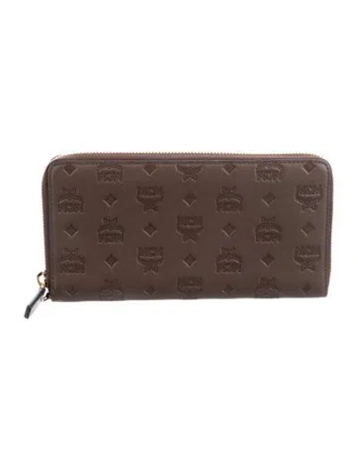 Pre-owned Mcm Leather Patterned Continental Wallet In Brown