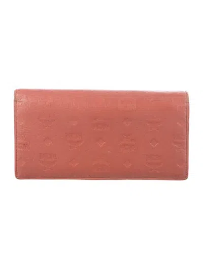 Pre-owned Mcm Leather Patterned Continental Wallet In Neutrals