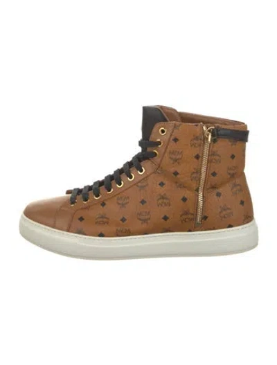 Pre-owned Mcm Leather Patterned Sneakers In Multi