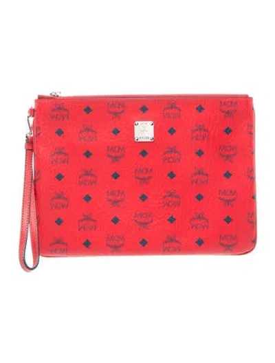 Pre-owned Mcm Leather Portfolio In Red