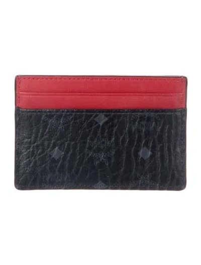 Pre-owned Mcm Leather Printed Card Holder In Black