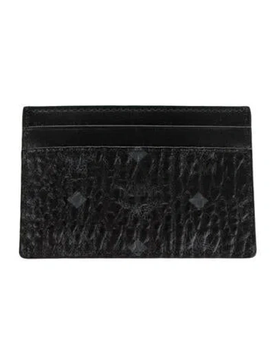 Pre-owned Mcm Leather Printed Card Holder In Black
