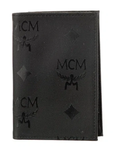 Pre-owned Mcm Leather Printed Card Holder In Black