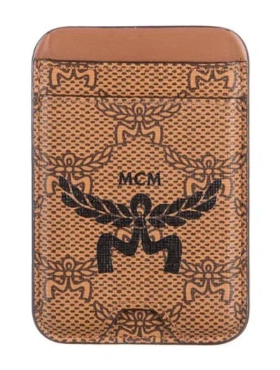 Pre-owned Mcm Leather Printed Card Holder In Brown