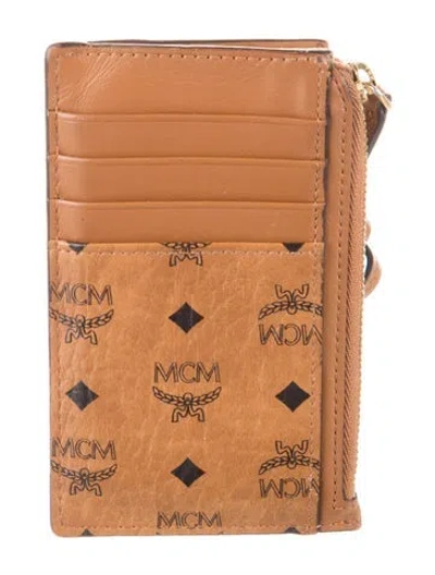 Pre-owned Mcm Leather Printed Card Holder In Brown