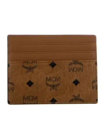 Pre-owned Mcm Leather Printed Card Holder In Brown