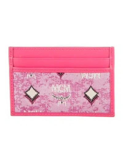 Pre-owned Mcm Leather Printed Card Holder In Pink