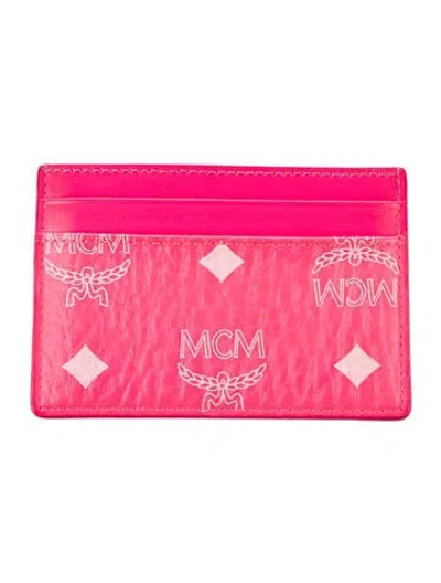 Pre-owned Mcm Leather Printed Card Holder In Pink