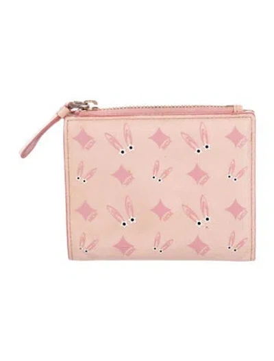 Pre-owned Mcm Leather Printed Coin Pouch In Pink