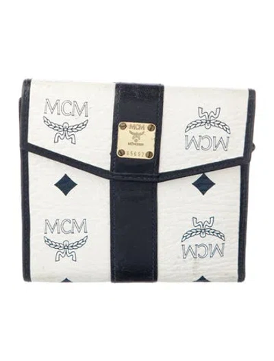 Pre-owned Mcm Leather Printed Compact Wallet In Multi